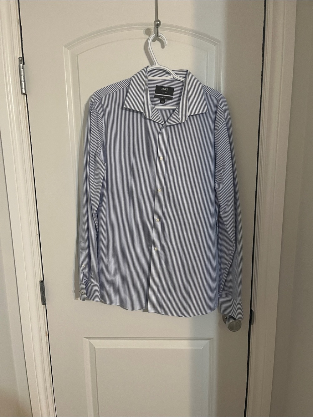 Men's Light Blue Pinstripe Dress Shirt